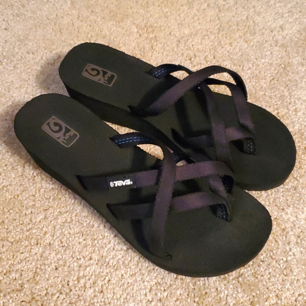 Teva black wedge sandals size 7
